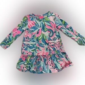 Lilly Pulitzer - Baby Vira Infant Dress - Turquoise Oasis Golden Hour XS (2-3)